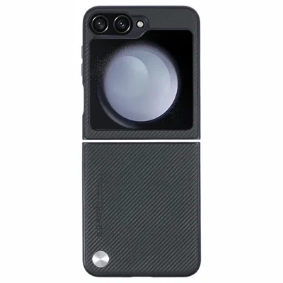 X-LEVEL Coque pour Samsung Galaxy Z Flip7 FE 5G / Z Flip6 5G, Texture Fibre de Carbone, Cuir PU + PC, Étui pour Téléphone - Vert
