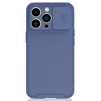 For iPhone 14 Pro Plastic+TPU Phone Cover Compatible with MagSafe Slide Camera Protection Phone Case - Blue