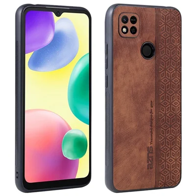 AZNS لجهاز Xiaomi Redmi 10A / Redmi 9C / Redmi 9C NFC غطاء هاتف من مادة البولي يوريثان المطلي بمادة TPU مقاوم للسقوط بنمط مطبوع - بني