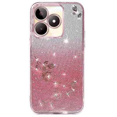 KADEM For Xiaomi Redmi 13 5G / 13 4G / Poco M6 4G Case Flowers Gradient TPU Phone Cover - Rose Gold