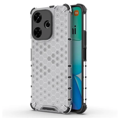 For Xiaomi Redmi 13 5G / 13 4G Case Honeycomb PC+TPU Hybrid Phone Cover - Grey