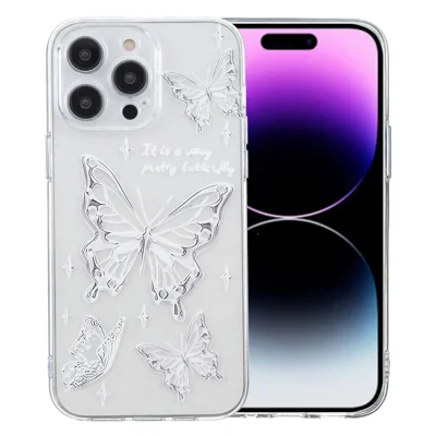 For iPhone 15 Pro Case Pattern Printing Anti-Drop TPU Phone Cover - Butterfly