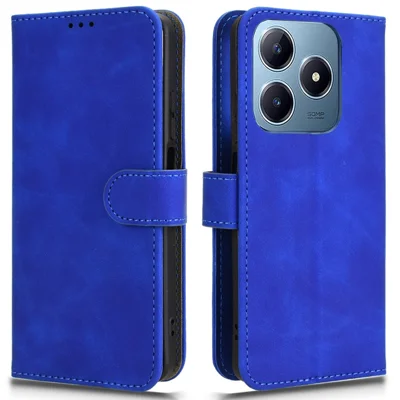 For Realme Note 60x 4G / C63 4G / C61 4G Case Skin-Touch PU Leather Flip Wallet Phone Cover - Blue