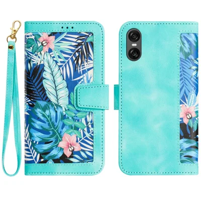 For Sony Xperia 10 VI Case Card Holder PU Leather Phone Cover Pattern Printed - Green