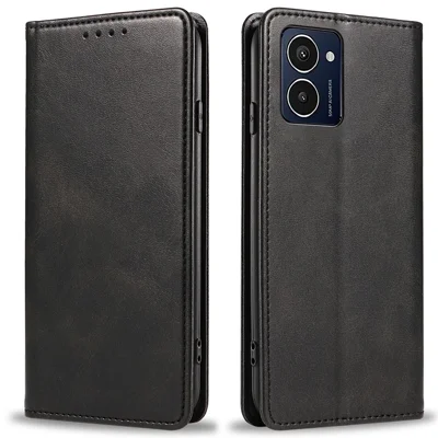 For HMD Pulse Pro Case Wallet Leather Phone Cover Strong Magnetic Closure - Black