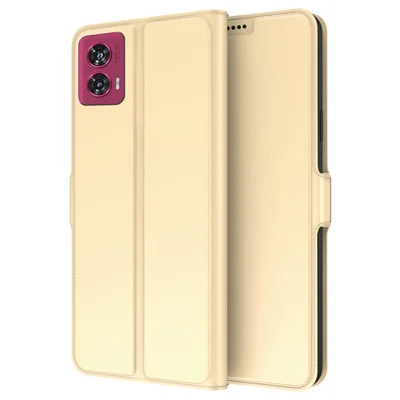 For Motorola Edge 50 Fusion 5G Case Folio Stand View Leather Phone Cover - Gold