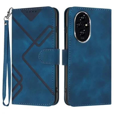 YX0040 For Honor 200 5G Case Geometry PU Leather Inner TPU Phone Cover - Sapphire