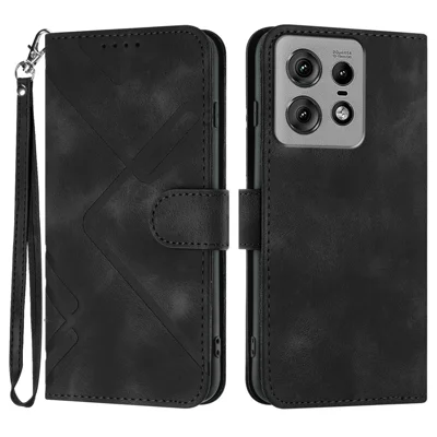 YX0040 For Motorola Edge 50 Pro 5G Case Leather Phone Cover with Magnetic Clasp - Black