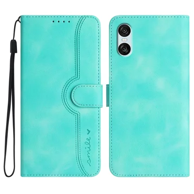 YX0030 For Sony Xperia 10 VI Case PU Leather Phone Cover Smile Imprinted - Baby Blue