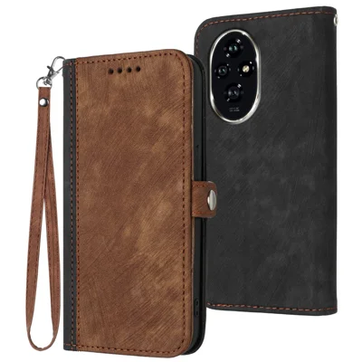 YX0020 For Honor 200 Pro 5G Case Skin-touch PU Leather Wallet Flip Phone Cover - Coffee
