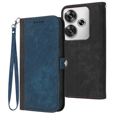 YX0020 For Xiaomi Redmi Turbo 3 5G / Poco F6 5G Case Leather Phone Cover with Wrist Strap - Sapphire