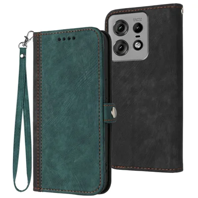 YX0020 For Motorola Edge 50 Pro 5G Case Leather Phone Cover Full Protection - Blackish Green