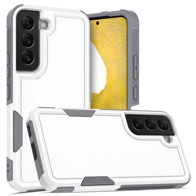 For Samsung Galaxy S22 5G Hard PC + Soft TPU Dual Layer Protection Case Anti-scratch Phone Cover - White