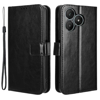 For Wiko T20 Case Crazy Horse Texture Leather Wallet Flip Phone Cover - Black