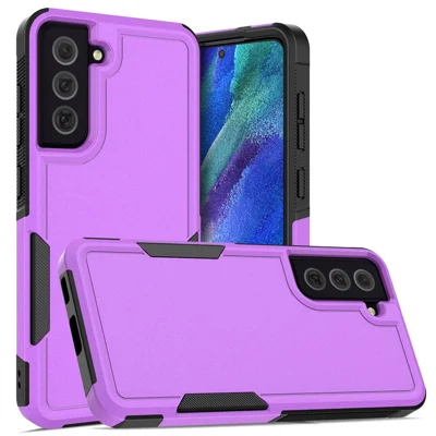 Shockproof PC+Soft TPU Phone Case for Samsung Galaxy S21 FE 5G, Dual Layer Protection Anti-scratch Cell Phone Cover - Purple