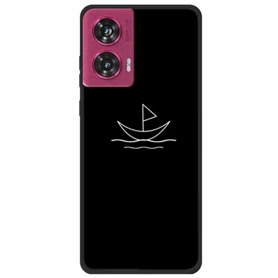 For Motorola Edge 50 Fusion 5G Case Linear Pattern TPU Black Phone Cover - Sailboat