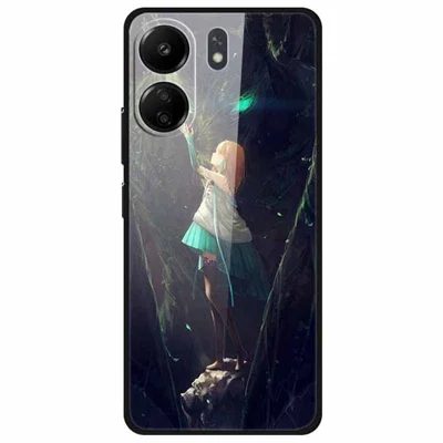 For Xiaomi Redmi 13C 4G / Poco C65 4G Pattern Case TPU+Tempered Glass Shockproof Phone Cover - Girl