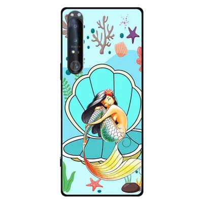 For Sony Xperia 1 IV 5G Case Pattern Printing Soft TPU Cell Phone Cover - Mermaid Clam