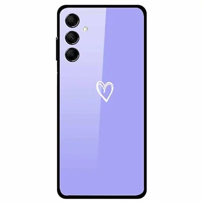 For Samsung Galaxy M14 5G Case Pattern Print Tempered Glass+TPU Anti-Scratch Phone Cover - White Heart