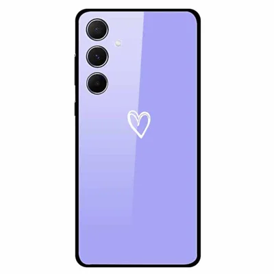 Voor Samsung Galaxy A55 5G hoesje Stijlvol patroon print Gehard glas+TPU telefoonhoesje - Wit hart