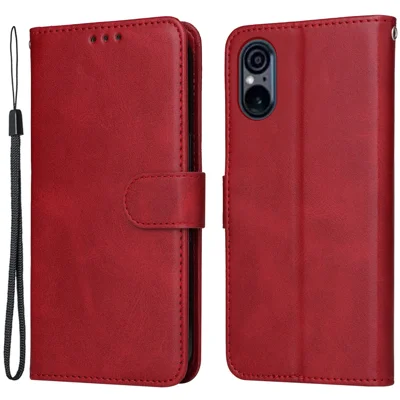 For Sony Xperia 5 VI Case Leather Phone Cover with 3 Card Slots Wallet - Red