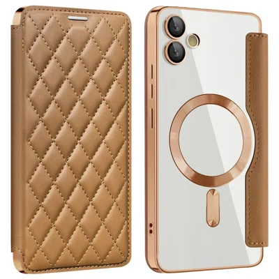For Samsung Galaxy A05 4G Magnetic Case RFID Blocking Card Holder PU Leather Phone Cover - Brown