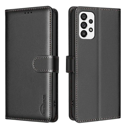 BINFEN COLOR BF32 For Samsung Galaxy A53 5G Case Litchi Texture Flip Leather Phone Cover - Black