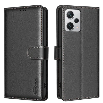 BINFEN COLOR BF32 For Xiaomi Redmi Note 12 Pro 5G / Note 12 Pro Speed 5G / Poco X5 Pro 5G PU Leather Phone Stand Cover - Black
