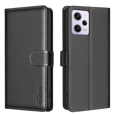 BINFEN COLOR BF32 For Xiaomi Poco X5 Pro 5G / Redmi Note 12 Pro 5G / Note 12 Pro Speed 5G Phone Case Litchi Texture Leather Cover - Black