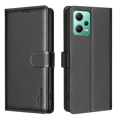 BINFEN COLOR BF32 For Xiaomi Redmi Note 12 5G (Global) / (China) / (India) / Poco X5 5G Flip Case Leather Phone Cover - Black