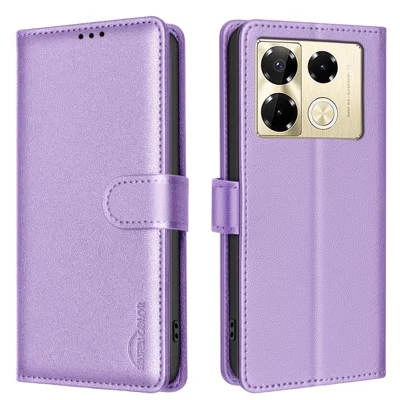 BINFEN COLOR BF32 For Infinix Note 40 Pro+ / Note 40 Pro 4G / 5G Stand Case PU Leather Phone Cover Wallet -Purple