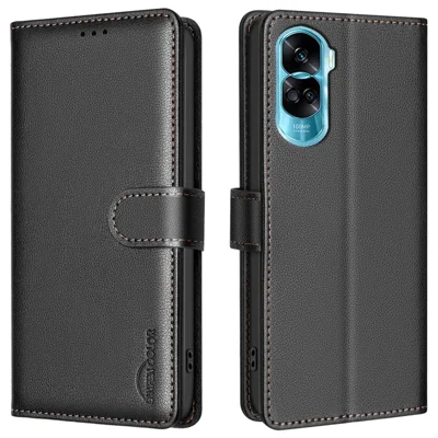 BINFEN COLOR BF32 For Honor 90 Lite 5G / X50i 5G Leather Case RFID Blocking Phone Cover - Black