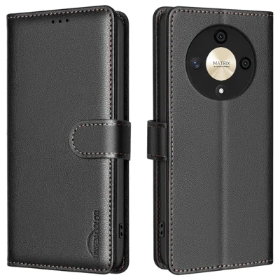 BINFEN COLOR BF32 For Honor X9b 5G / Magic6 Lite 5G Case Leather Phone Cover Litchi Texture - Black