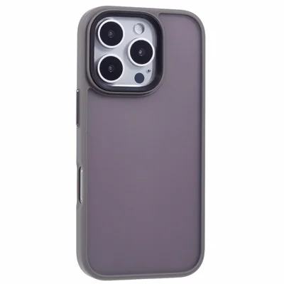 For iPhone 16 Pro Cover Skin-touch Matte Anti-Fingerprint PC+TPU Cell Phone Case - Grey
