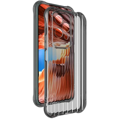 IMAK For Honor 200 Lite Phone Case Corrugated Texture Four Corners Airbag TPU Phone Cover - Transparent Black