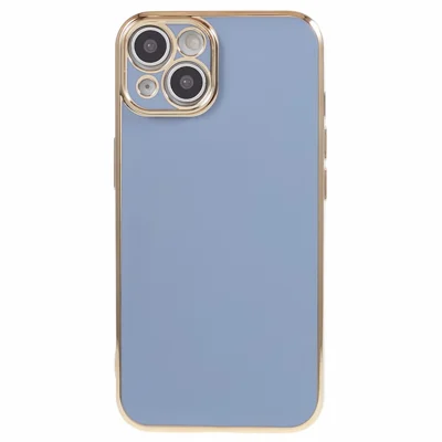 For iPhone 13 Phone Case Glossy 6D Electroplating TPU Protective Cover - Blue