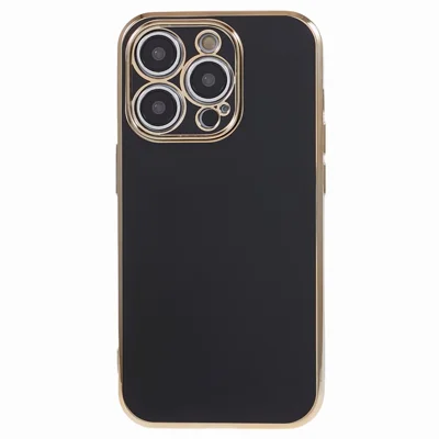 For iPhone 13 Pro Max Case Glossy 6D Electroplating TPU Protective Cover - Black