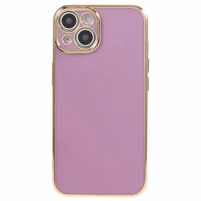 For iPhone 14 Plus Case Glossy 6D Electroplating TPU Protective Cover - Purple