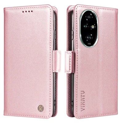 YIKATU YK-003 For Honor 200 Pro 5G Case PU Leather Phone Wallet Cover - Rose Gold