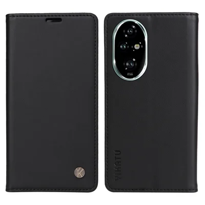 YIKATU YK-001 For Honor 200 Pro 5G PU Leather Wallet Stand Case Anti-Drop Cell Phone Cover - Black