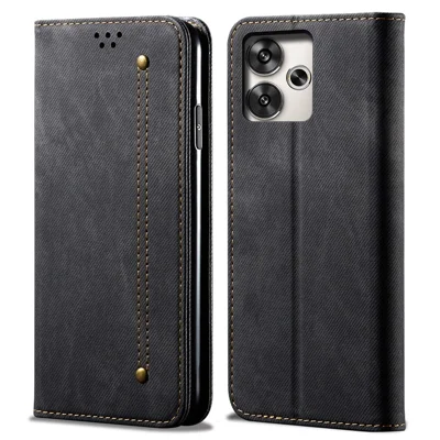 For Xiaomi Redmi 13 5G / 13 4G / Note 13R 5G / Poco M6 4G Case Leather Wallet Support Stand Phone Cover - Black