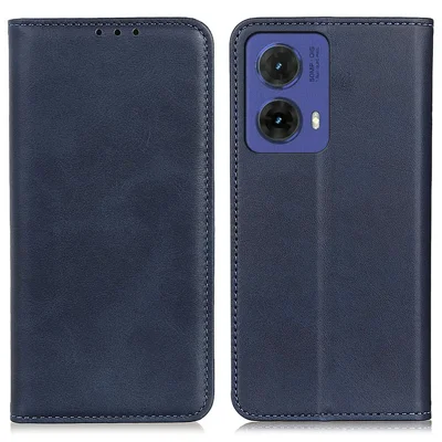 For Motorola Moto G85 5G / S50 Neo 5G Case Cowhide Texture Split Leather Stand Phone Cover - Blue
