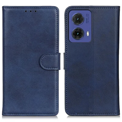 For Motorola Moto G85 5G / S50 Neo 5G Case Folio Stand View Leather Phone Cover Cowhide Texture - Blue