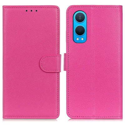 For OnePlus Nord CE4 Lite 5G / Oppo K12x 5G (China) Case Litchi Texture Leather Wallet Phone Cover - Rose