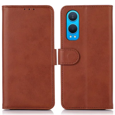 For OnePlus Nord CE4 Lite 5G / Oppo K12x 5G (China) Wallet Case Cowhide Texture Leather Phone Cover with Stand - Brown