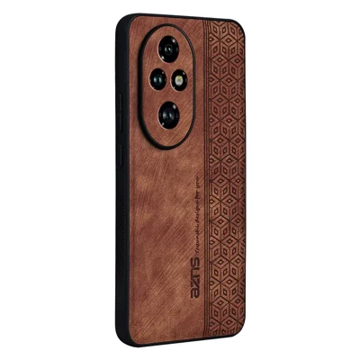 AZNS For Honor 200 5G Shockproof Case Anti-Drop PU+TPU Phone Cover - Brown