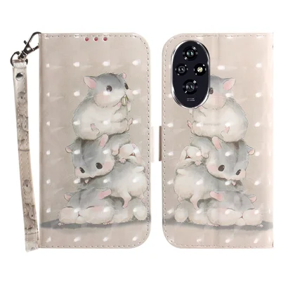 For Honor 200 5G Case Pattern Print PU Leather Wallet Stand Phone Cover - Stacking Squirrels