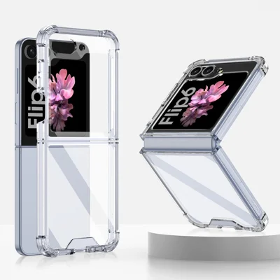 GKK For Samsung Galaxy Z Flip7 FE 5G / Z Flip6 5G Airbag Cushion Phone Cases TPU+PC Folding Phone Cover - Transparent