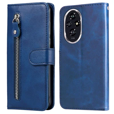 For Honor 200 5G Case Wallet PU Leather Zipper Phone Cover - 
 Blue