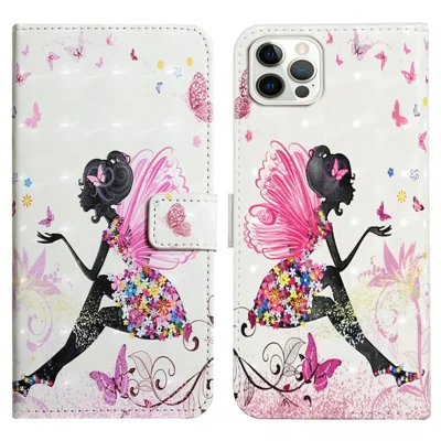 For iPhone 16 Pro Case 3D Pattern Leather Wallet Phone Cover Bookstyle Magnetic Clasp - Girl